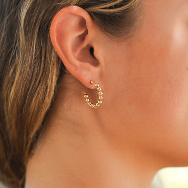 Gold Beaded Hoop Earrings
